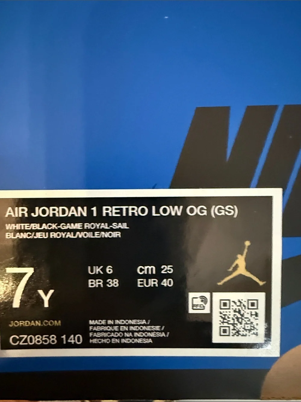 Jordan Low-Top Sneakers in Blue, White & Black